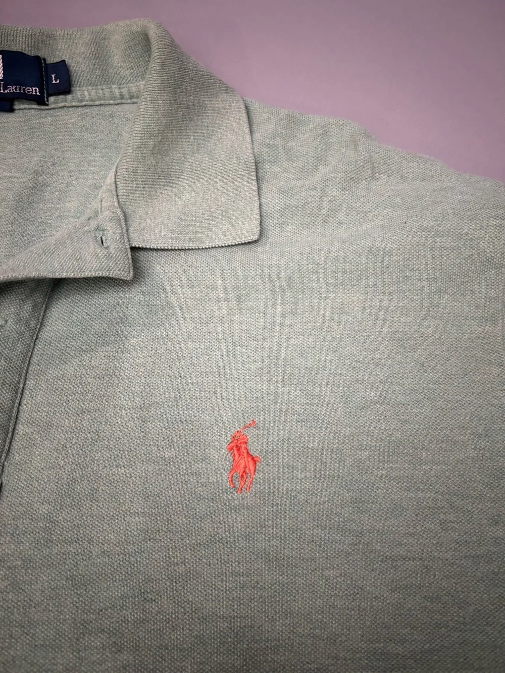 Ralph Lauren Mint Green Polo with Orange Pony Logo